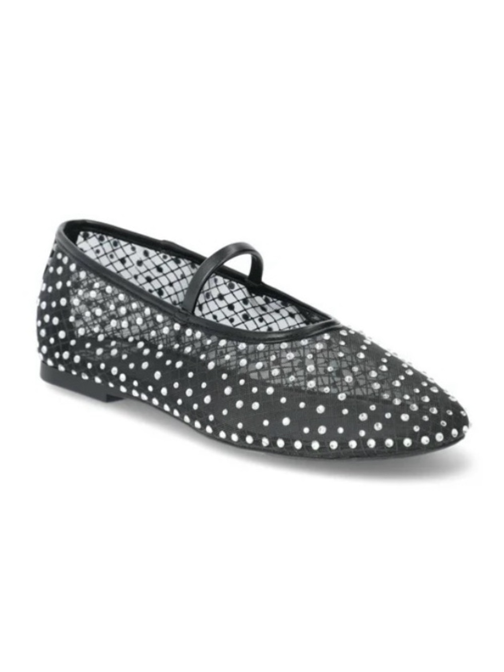 Madden NYC Mesh rhinestone embellished Ballet Flats 7 Black Sparkling Comfort